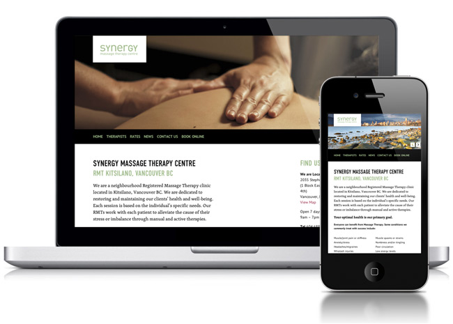 Synergy Massage Therapy Centre website